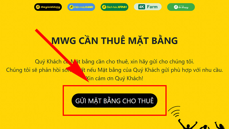 Chọn GỬI MẶT BẰNG CHO THUÊ để điền thông tin